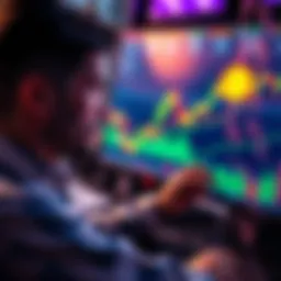 A trader analyzing Bitcoin charts and market trends on a computer screen, focusing on strategic planning for re-entry.