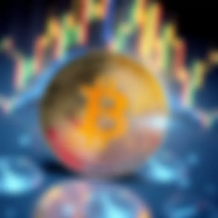 A graphic showing a Bitcoin symbol with a clock and fluctuating fees, representing timing for transactions.