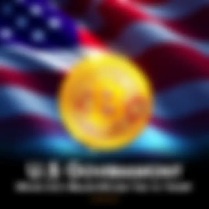 An illustration showing a Bitcoin symbol with a U.S. flag in the background, symbolizing the government's transfer of Bitcoin assets.