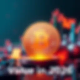 A graphic showing 1 Bitcoin symbol with arrows indicating its value dynamics and market trends in 2026