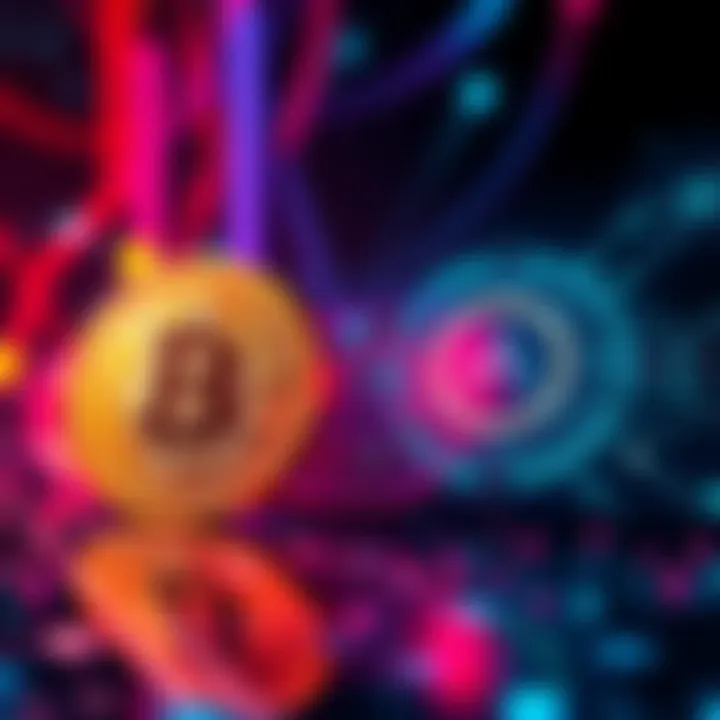 A visual representation of Bitcoin and AI systems competing for dominance, showing a Bitcoin symbol alongside AI graphics