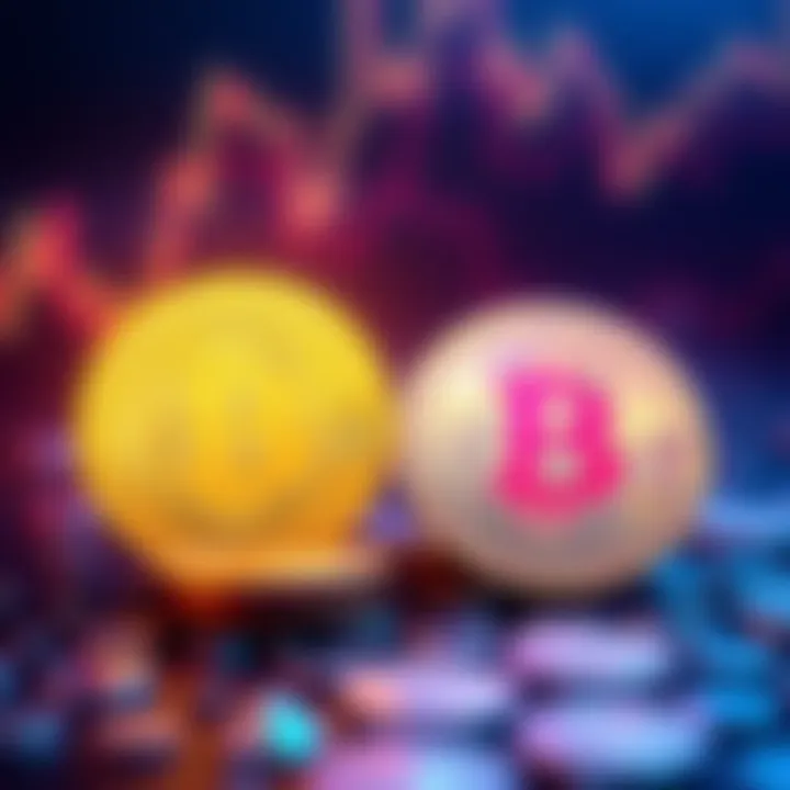 A visual comparison showing the concepts of Bitcoin and multiple Bitcoins, highlighting their differences in the cryptocurrency market.