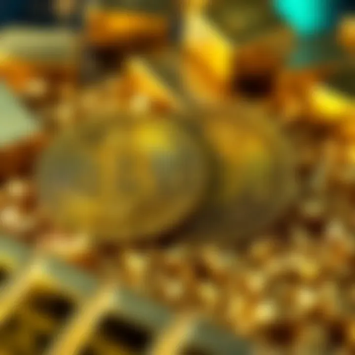 A visual comparison of Bitcoin and Gold, featuring a gold bar on one side and a digital Bitcoin symbol on the other, highlighting their differences in value and utility.