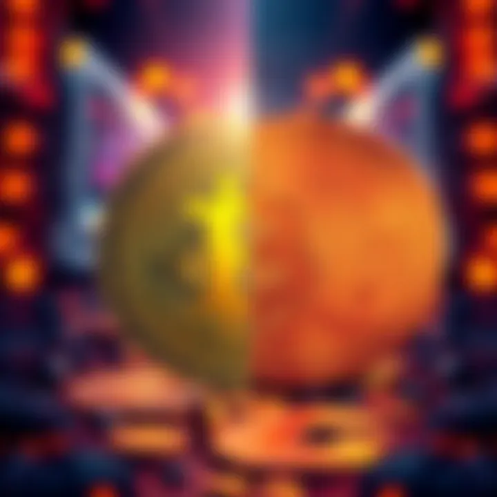 A split image showing the Bitcoin logo on one side and the Lukecoin logo on the other, symbolizing the debate among crypto supporters.