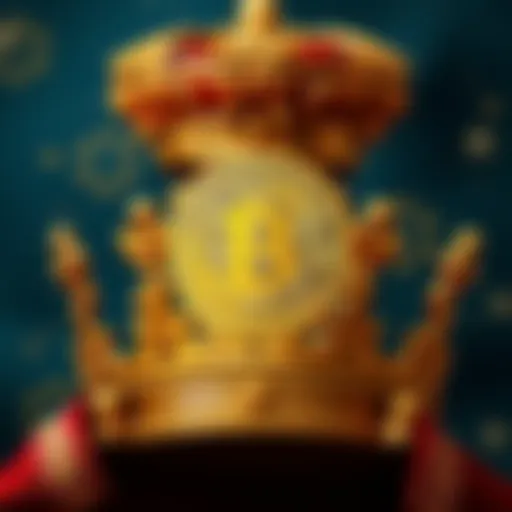 A visual representation of Bitcoin symbol overpowering a royal crown, illustrating the shift from traditional governance to decentralized finance.