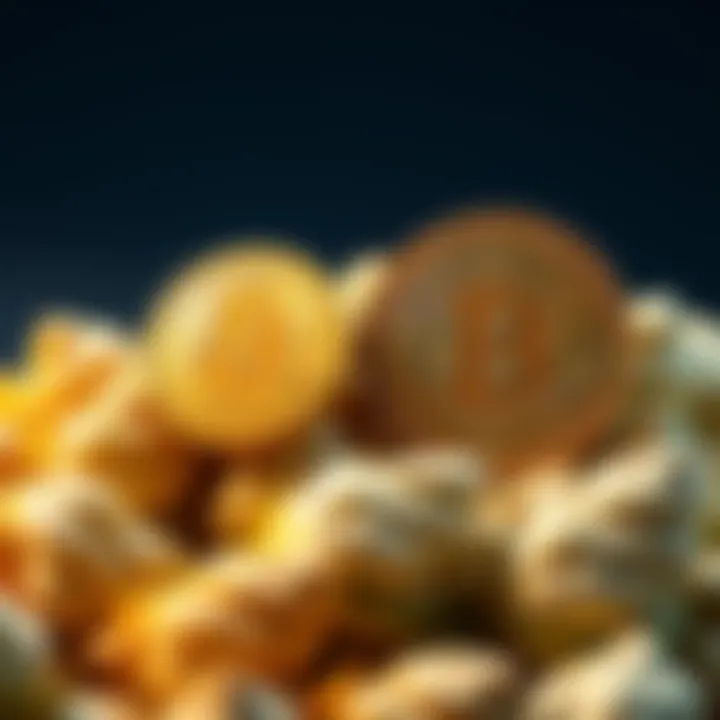 Comparison of Bitcoin and RuneScape Cabbages A side-by-side view of a Bitcoin symbol and a pile of cabbages from RuneScape, highlighting the contrast between digital currency and in-game items.