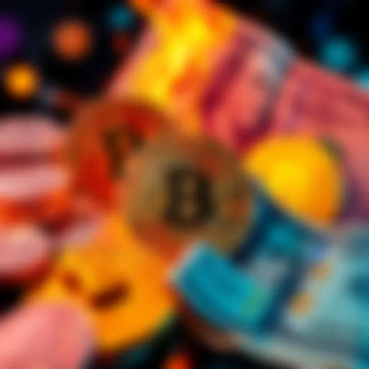 A visual representation of Bitcoin coins alongside traditional wage symbols like dollar bills, illustrating the debate on wage freedom.