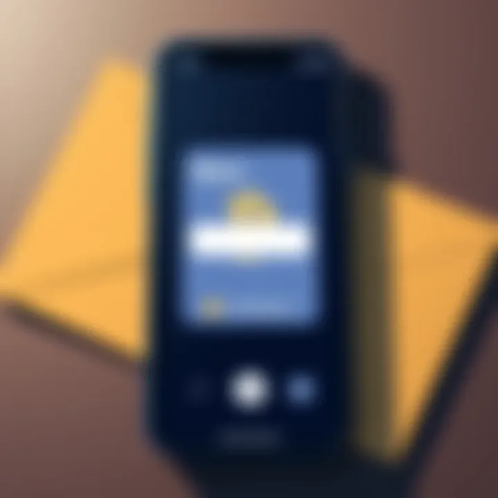 An illustration showing a Bitcoin wallet app on a phone screen displaying a zero balance, with a paper envelope in the background.