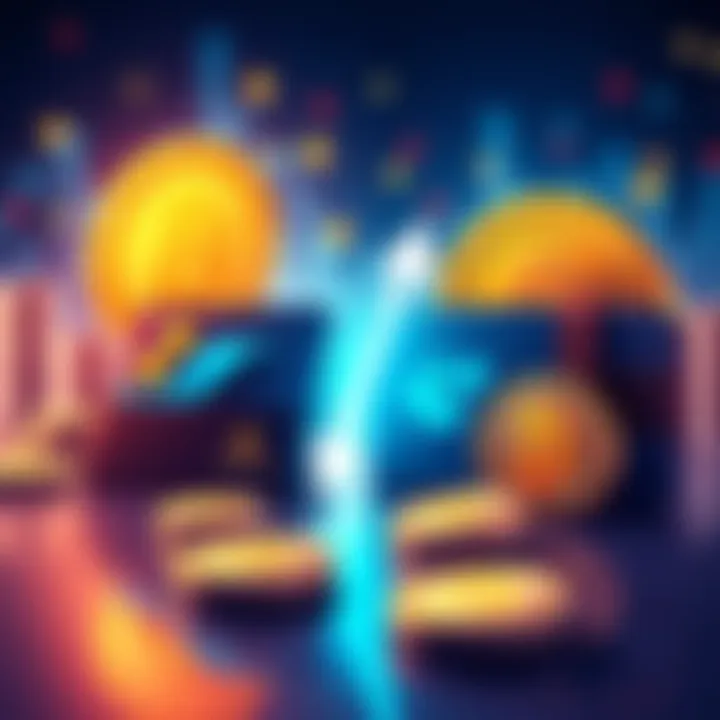 An illustration showing the differences between Robinhood and Coinbase for buying Bitcoin, featuring digital wallet symbols and Bitcoin icons.