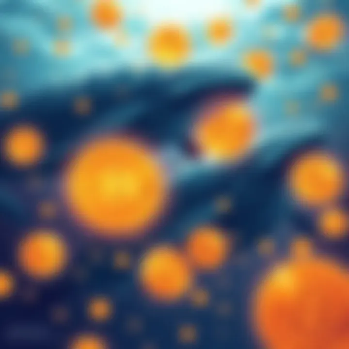 Illustration of large Bitcoin whales swimming in a digital ocean, symbolizing significant BTC purchases in recent times.