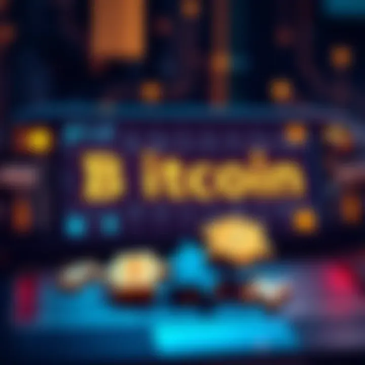 An illustration showing a word generator with the word 'Bitcoin' highlighted, alongside puzzle pieces symbolizing connections between names and digital currency.