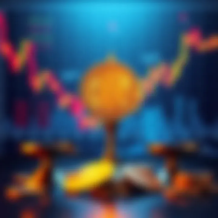 Bitcoin Yield Strategies Stock market graphic showing Bitcoin symbol with positive trend, balanced scales, and coins representing low-risk yield strategies