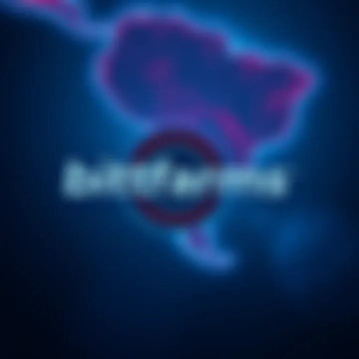 Bitfarms logo with a background of a map of Latin America, symbolizing the sale of assets and shift to AI technology.