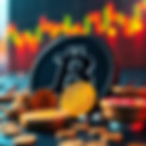 Illustration of Bitfinex exchange logo with bitcoins and tokens representing recovery and refunds