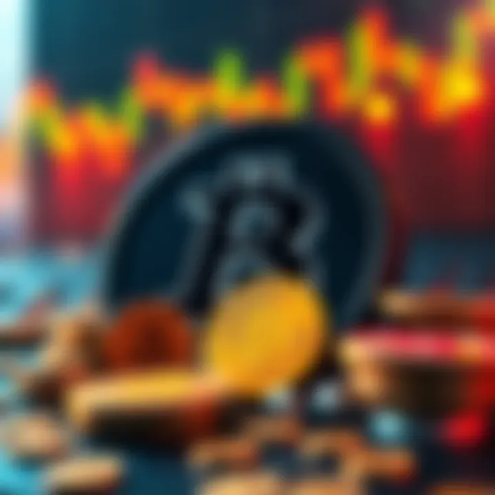 Illustration of Bitfinex exchange logo with bitcoins and tokens representing recovery and refunds