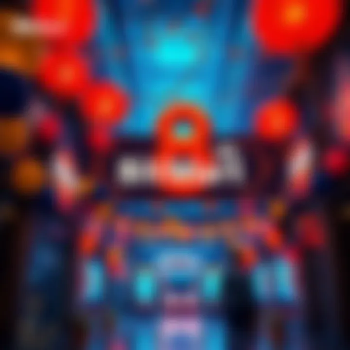 A festive scene with balloons and banners celebrating BitMart's 8th anniversary in cryptocurrency.