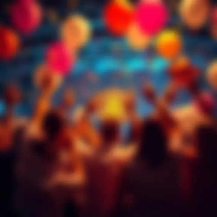 People celebrating BitMart's eight-year anniversary with balloons and confetti