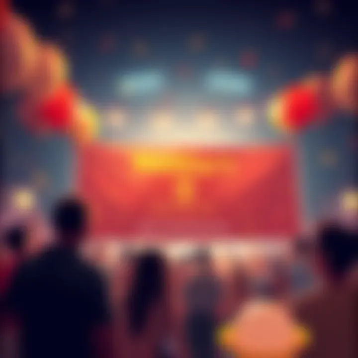 A lively celebration scene with balloons and a banner for BitMart's 8th anniversary, featuring people enjoying the event.