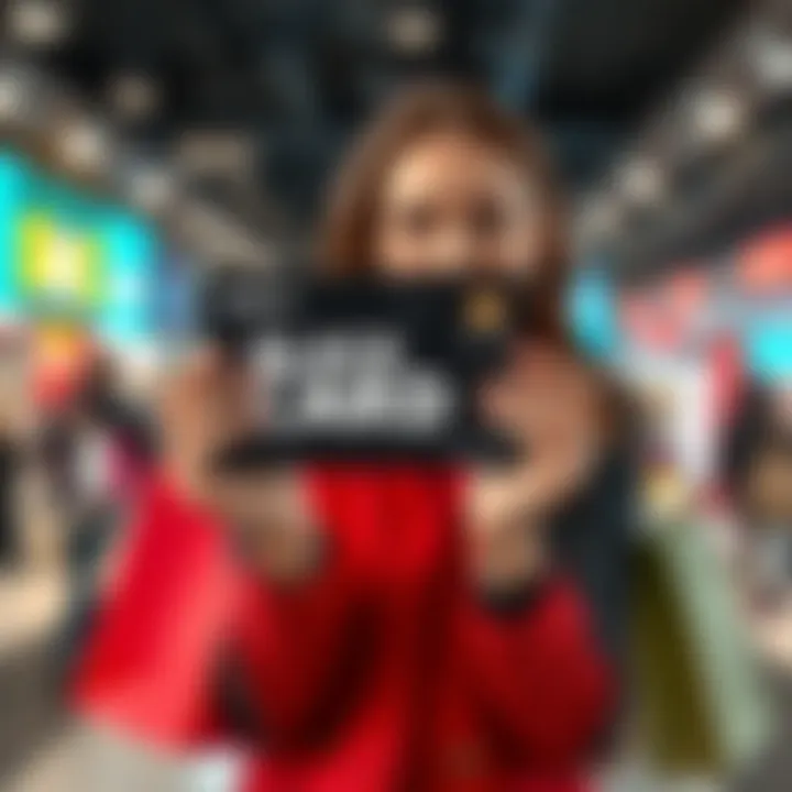 Elena presents the BitMart Card with shopping bags and discounts in the background during Black Friday