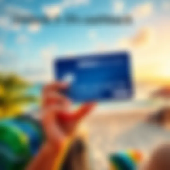 A person enjoying a vacation with a BitMart Card, showcasing a beach backdrop and travel essentials, highlighting the 5% cashback opportunity.