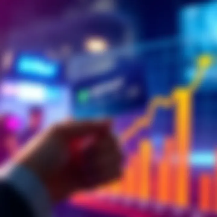 A person holding a BitMart card while pointing at a graph showing increasing earnings from referral rewards and cashback benefits.