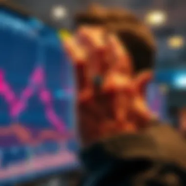 A person wearing the BitMart Emotion Trading Ring while analyzing trading data on a screen, showcasing real-time emotion detection for trading decisions.