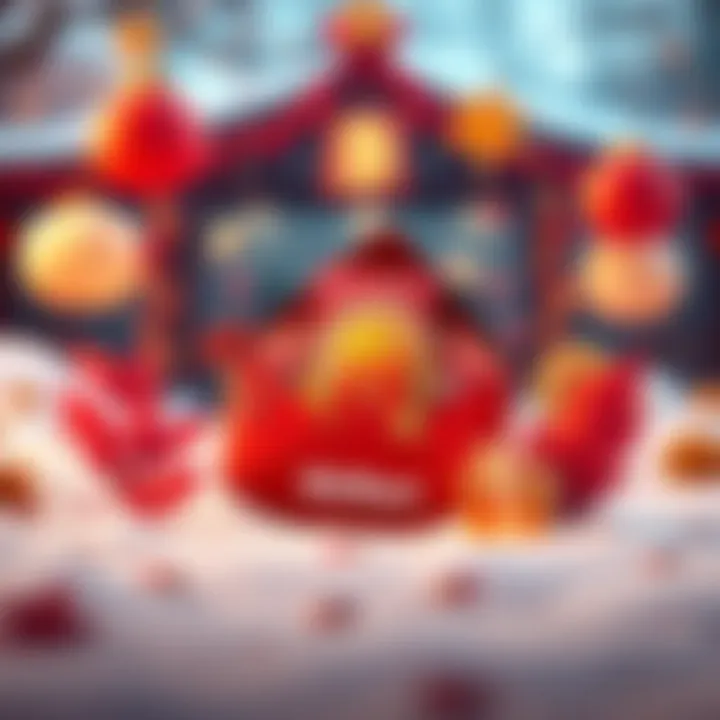 Graphic showing a red envelope filled with rewards, with festive Thanksgiving decorations and a BitMart logo