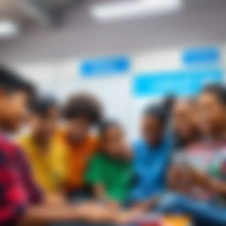 A group of diverse young people in Brazil engaged in skills training, showing collaboration and learning, with the BitMart and UNICEF logos in the background.