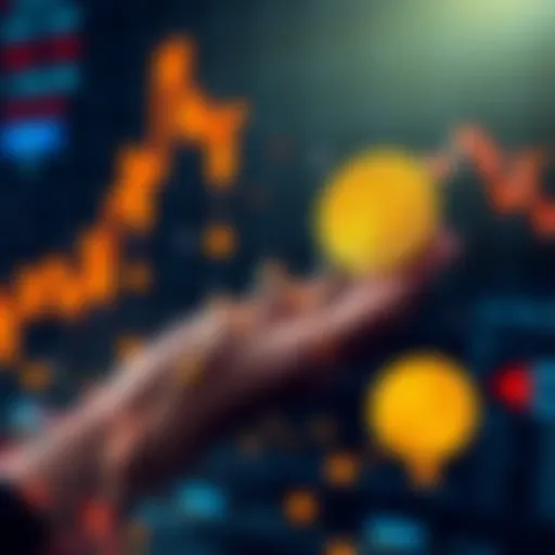 A graphic showing a stock market decline with Bitcoin icons, indicating BlackRock's recent sell-off of Bitcoin holdings.