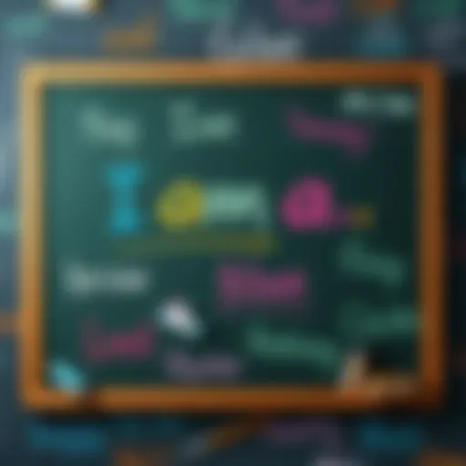 A chalkboard with the phrase 'I am a ___' written in colorful chalk, surrounded by various words and expressions that represent different identities.
