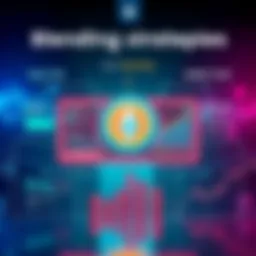 A graphic showing various investment strategies in decentralized finance, with images of high-risk options and stable lending tools, alongside performance tracking tools.