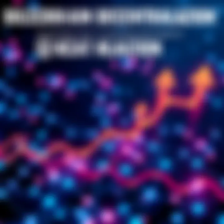 Graphic showing a decentralized blockchain network highlighting KDA with rising value arrows