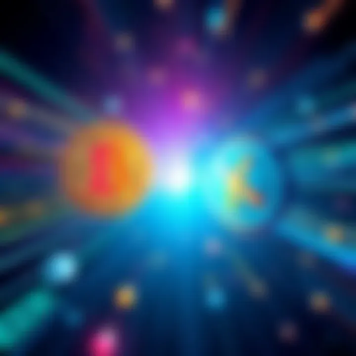 A dynamic illustration contrasting Bitcoin and Kaspa with gaming elements, showcasing speed and innovation in blockchain technology