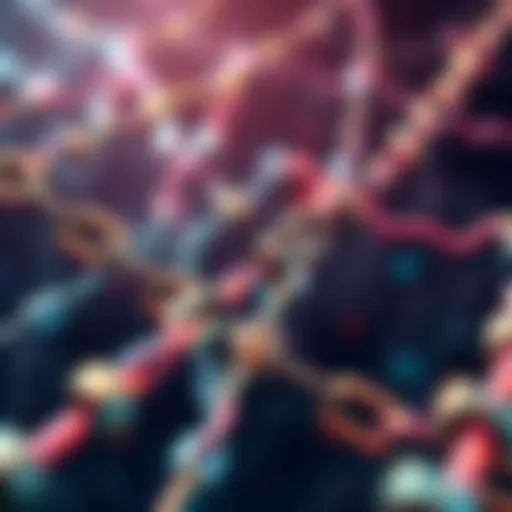 A visual representation of a blockchain network with chains depicted in peaceful colors, symbolizing political neutrality and stability.