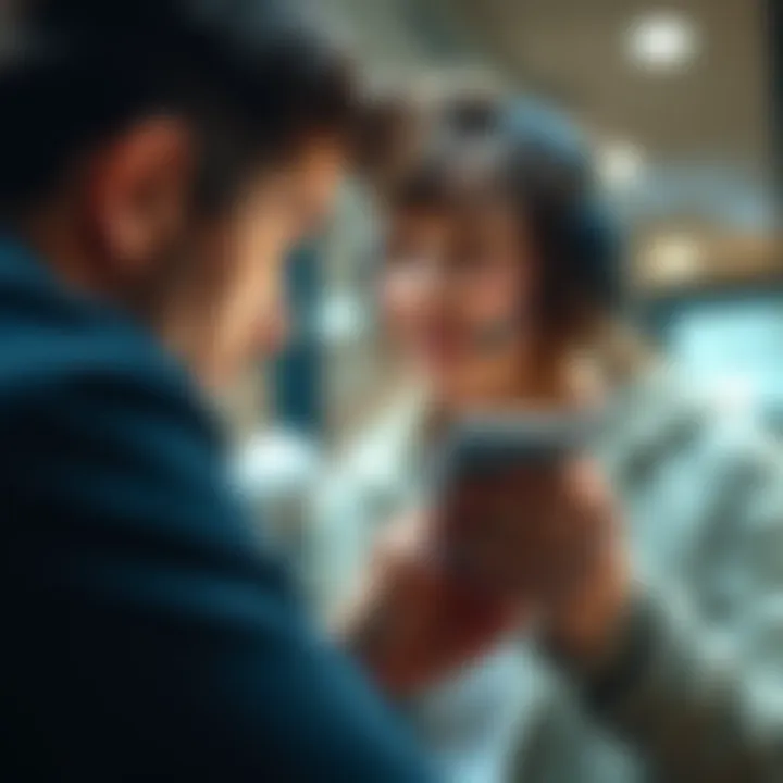 A frustrated person looking at a declined payment notification on their phone while holding a credit card, symbolizing transaction issues over €1000.