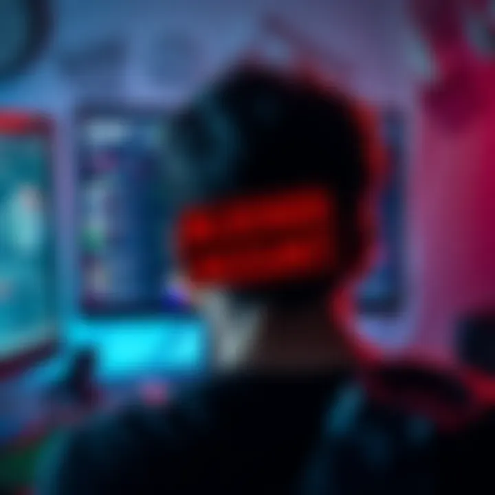 A person looking frustrated at a computer screen showing a blocked account message from Kraken.