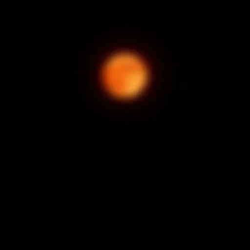 A bright Blood Moon glowing in the dark sky, surrounded by scattered stars