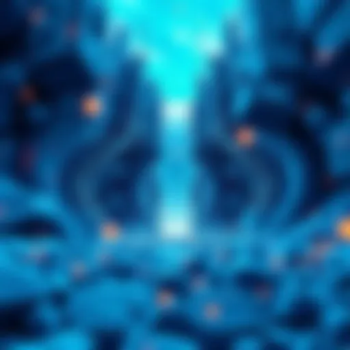 An artistic representation of the Blue Area showcasing its cultural significance with abstract shapes and colors.