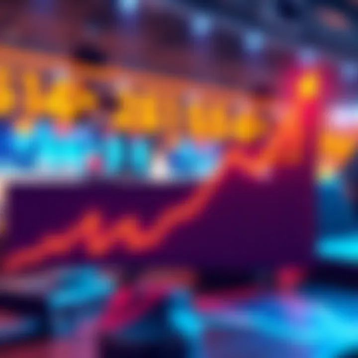A graph illustrating the rise in BNB Chain's tokenized stocks volume with an upward trend, symbolizing financial success in Q3.