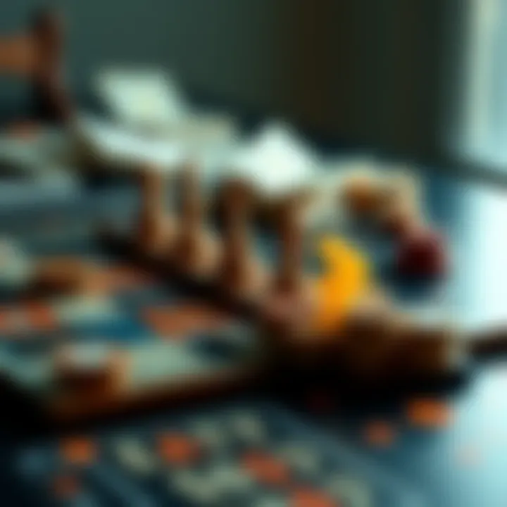 A board game setup featuring money symbols and tokens, illustrating the concept of banks not printing money