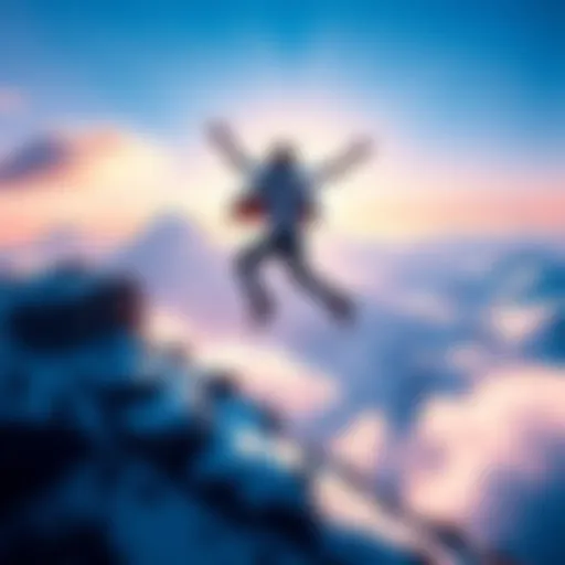 A man named Bob jumps joyfully down a mountain, showcasing a fun and engaging tier jumping experience