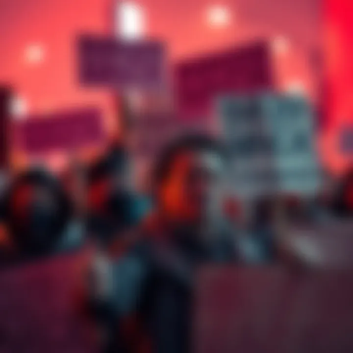 People expressing anger over a low bounty for the Bonzo Hack, holding signs and banners, with visible disappointment on their faces