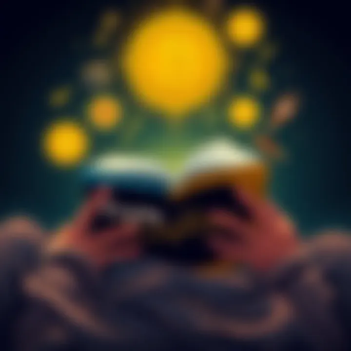 A person reading 'Crypto for Dummies' with illustrations of Bitcoin symbols, wallets, and keys around them