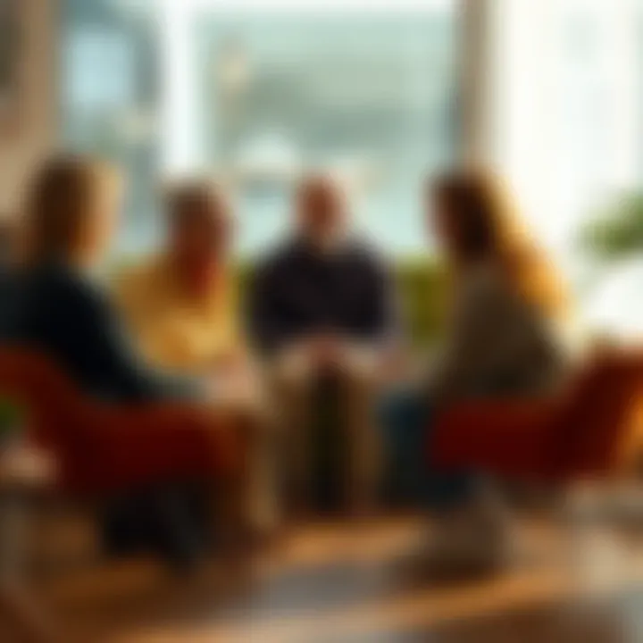 A group of baby boomers and millennials sit across from each other in a casual setting, engaging in a heated discussion about their different life goals and challenges.