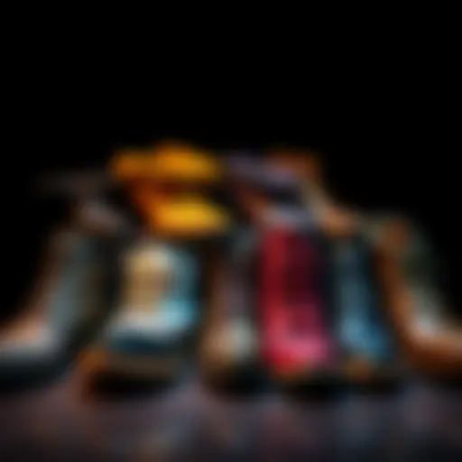 A display of various stylish boots from a personal collection, showcasing different designs and colors