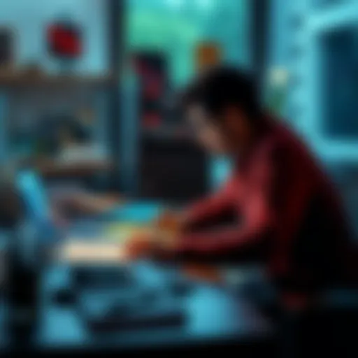 Individual at a desk with notes and a laptop, brainstorming ideas to move a stalled project forward