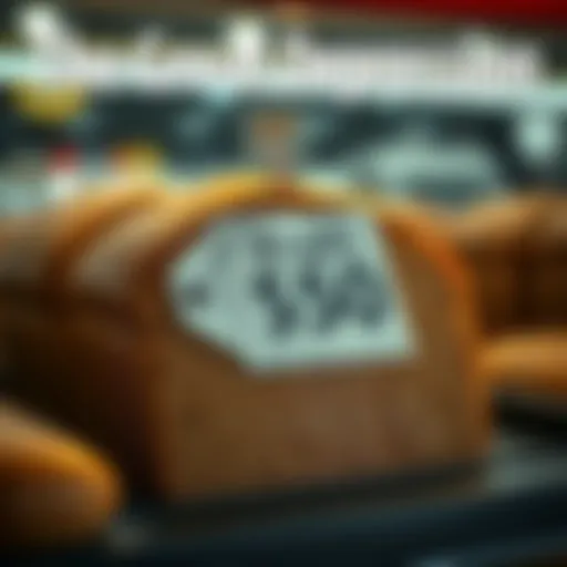 A loaf of bread displayed for sale with a price tag showing $50, symbolizing the economic crisis of the Great Depression.