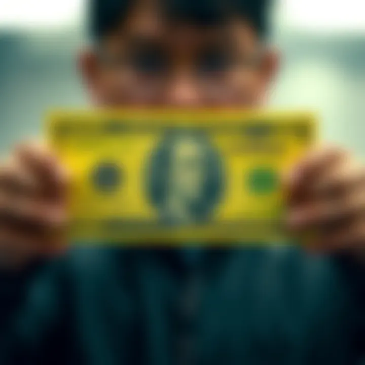 A collector holds a strikingly yellow $50 note next to a standard green $50 note for comparison.