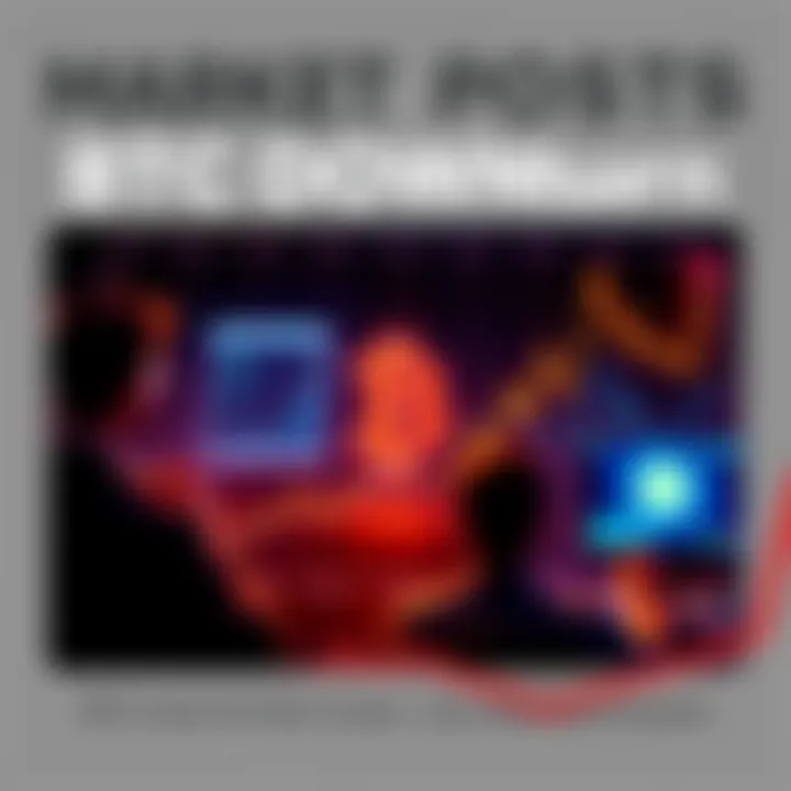 A graph showing a sharp decline in Bitcoin value with concerned investors looking at screens