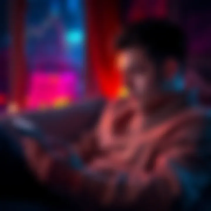 Person checking Bitcoin prices on a smartphone A person looking at Bitcoin prices on a smartphone while relaxing on a couch